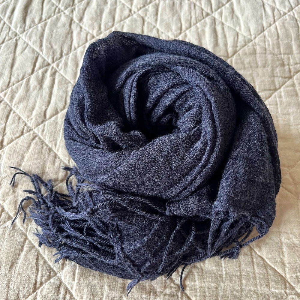 Fume Color Long Fringe Shawl